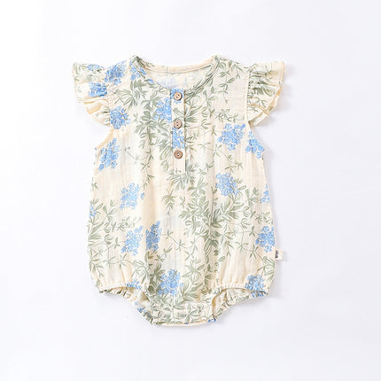 Infants Baby Summer Thin Fly Sleeve Class A Floral Romper Clothes