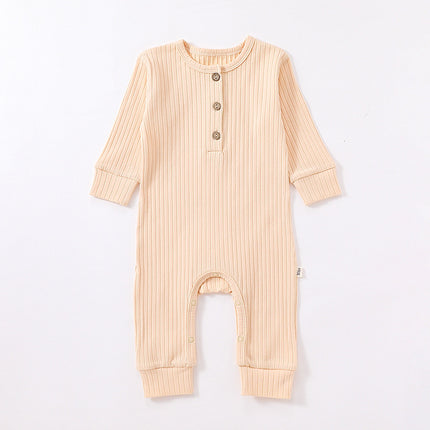 Newborn Baby Spring Jumpsuit Long Sleeve Solid Color Cotton Romper