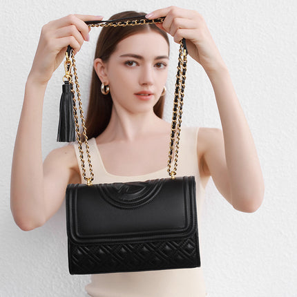 Women's Leather Chain Small Square Bag Hand-held Shoulder Crossbody Bag Light Luxury Chain Bag