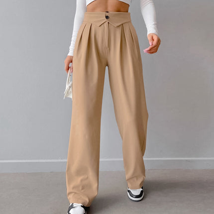 Wholesale Women's Autumn Winter High Waisted Casual Loose Straight Pants