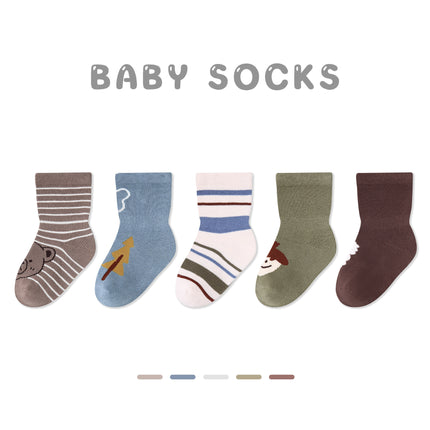 Wholesale 5 Pairs Baby Fall Loose Cute Cartoon Cotton Socks