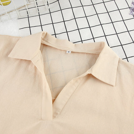 Wholesale Ladies Summer Comfortable Casual Solid Color V Neck Pure Cotton Short Sleeve Pants Two-piece Set