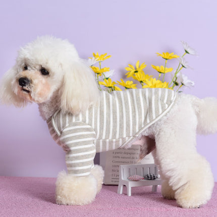 Pet Striped Stretch Bottoming Shirt Puppy Two-legged Hoodies Teddy Cat Clothes