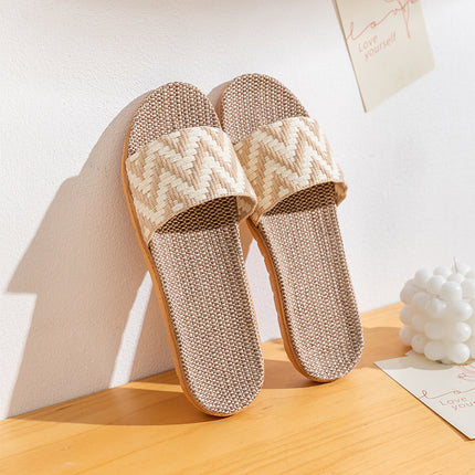 Men's and Women's Summer Linen Straw Rattan Home Non-slip Soft-soled Slippers