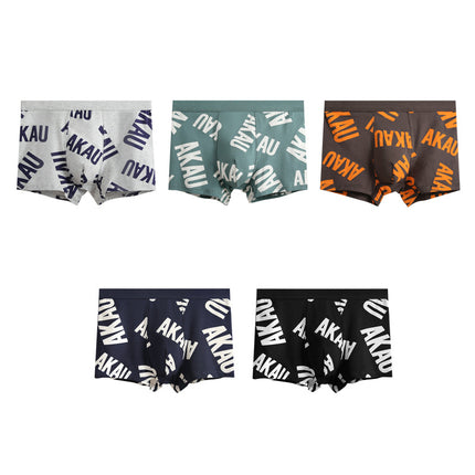 Men's Pure Cotton Breathable Letter Personality Breathable Boxer Briefs