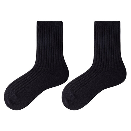 Wholesale Women's Fall Winter Cotton Socks Solid Color Pile Socks Striped Wool Socks