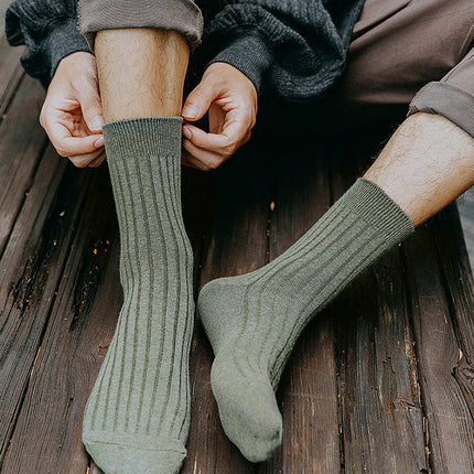 Men's Fall Winter Cotton Sweat-absorbent Breathable Mid-thick Warm Mid-calf Socks