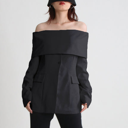 Wholesale Women's Spring Off-Shoulder Off-The-Shoulder Blazer Jacket