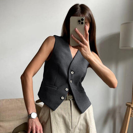 Wholesale Women's Summer Fashion Simple Blazer Vest Trousers Two-piece Set