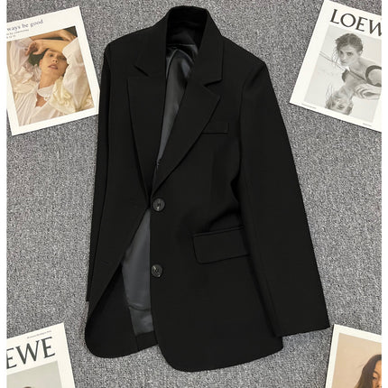 Wholesale Women's Spring Autumn Back Slit Black Blazer Jacket