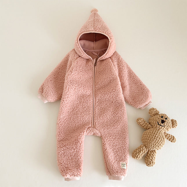 Wholesale Infants Toddlers Fall Winter Soft Polar Fleece Warm Hooded Romper