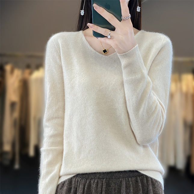 Women's Loose Knitted Long-sleeved Woolen Top