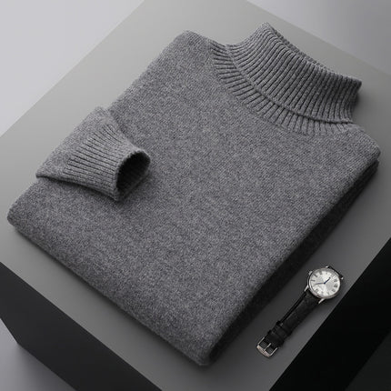 Men's Plus Size Loose Pullover Casual High Collar Bottoming Wool Sweater