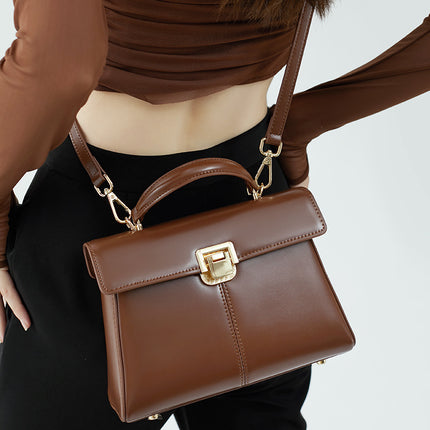 Horseshoe Buckle Genuine Leather Kelly Bag High-end Texture Handbag Shoulder Crossbody Bag