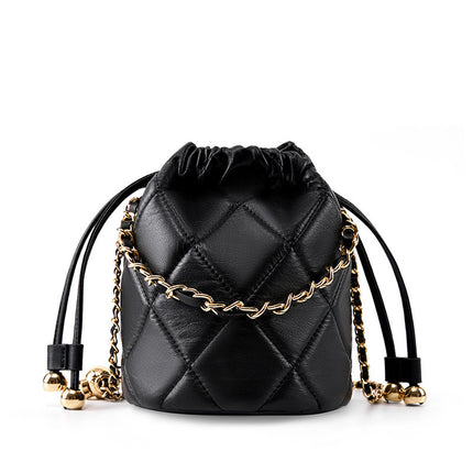 Women's High-end Chain Leather Mini Bag Crossbody Bucket Bag