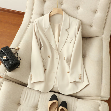 Wholesale Women's Autumn Double-breasted Fashionable Beige Blazer