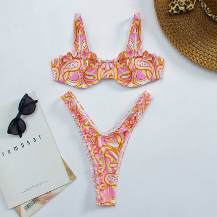 Wholesale Women's Split Swimsuit Floral Bikini