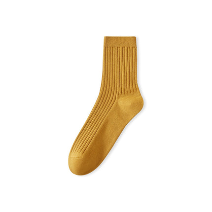 Wholesale Men's Autumn Winter Solid Color Vertical Stripes Long Cotton Socks