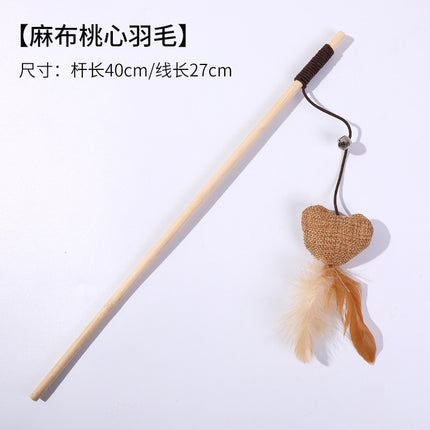 Wholesale Cat Toys Hemp Rope Cat Teasing Rod Wooden Handle Mouse Cat Teasing Stick 