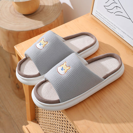 Wholesale Women's Spring Autumn Home Thick-soled Non-slip Linen Slippers