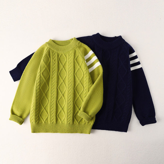 Wholesale Boys Autumn Winter Three Stripes Solid Color Pullover Sweater