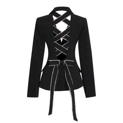 Wholesale Women's Spring V-neck Cross-body Slim-fitting Blazer