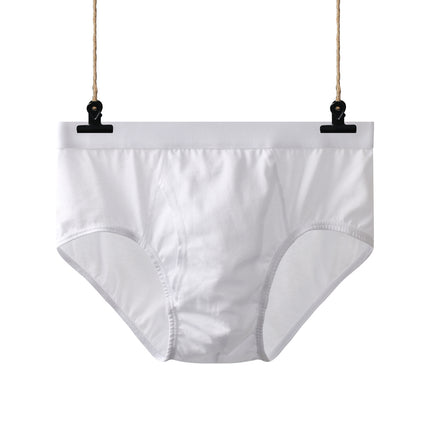 Men's High Waist Cotton Underwear Solid Color Briefs