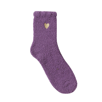 Wholesale Women's Winter Cute Mid-calf Socks Thickened Warm Embroidered Floor Socks