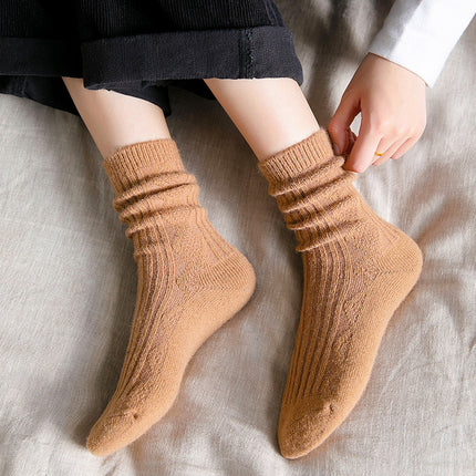 Women's Autumn Winter Mid-calf Socks Thickened Wool Socks Warm Striped Stockings