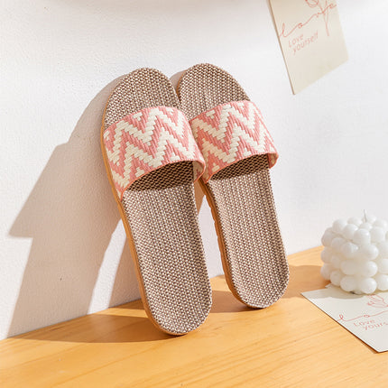 Men's and Women's Summer Linen Straw Rattan Home Non-slip Soft-soled Slippers