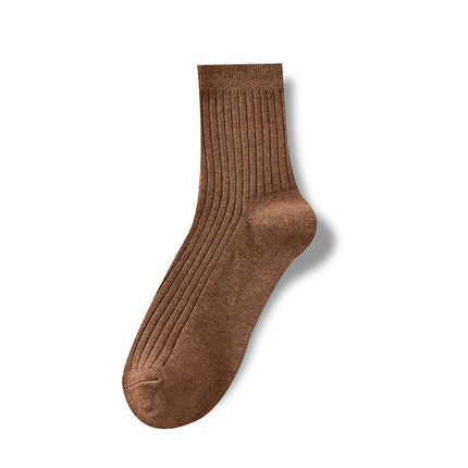 Wholesale Men's Autumn Winter Solid Color Vertical Stripes Long Cotton Socks