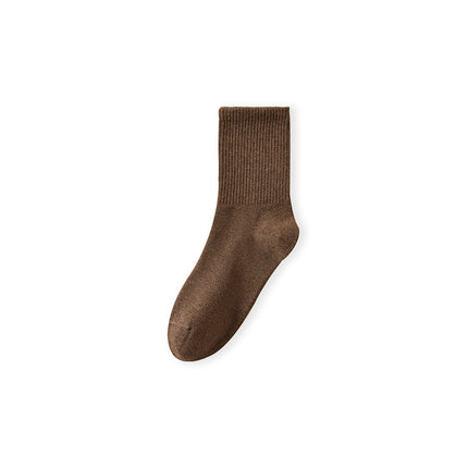 Men's Fall Winter Solid Color Antibacterial Deodorant Cotton Mid-calf Socks