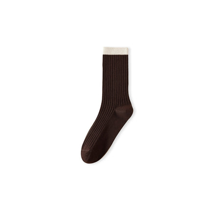 Women's Fall Winter Cotton Solid Color Antibacterial Deodorant Mid-calf Socks