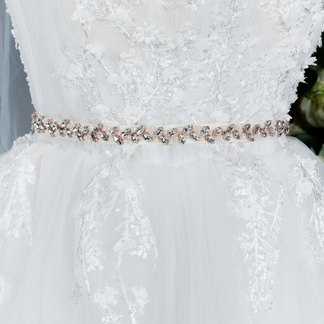 Pearl Rhinestone Girdle Wedding Dress Accessories Hand-sewn Bridal Belt