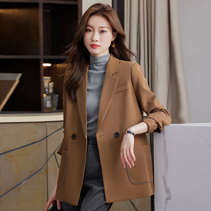 Wholesale Women's Autumn Winter Casual Double-breasted Blazer Top