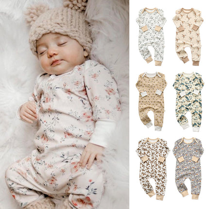 Infant Printed Onesies Treasure Spring Envelope Collar Cotton Romper