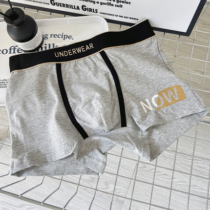 Men's Pure Cotton Solid Color Mid-rise Sports Breathable Boxer Briefs