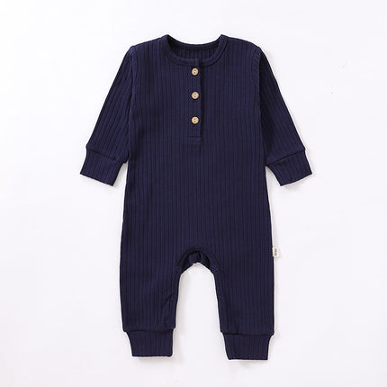 Newborn Baby Spring Jumpsuit Long Sleeve Solid Color Cotton Romper