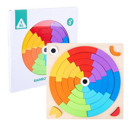 Wholesale Wooden Rainbow Shape Building Blocks Baby Early Education Educational Brain Puzzle Toy 