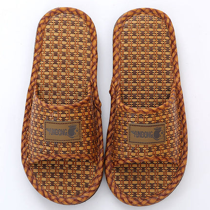 Wholesale Men's Summer Rattan Woven Bamboo Linen Non-slip Soft-soled Slippers