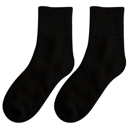 Women's Winter Thickened Cotton Mid-calf Socks Solid Color Long Terry Socks