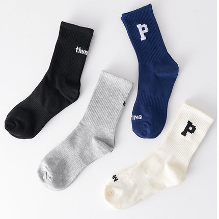 Wholesale Women's Autumn Winter Letter Sports Socks Mid-calf Socks