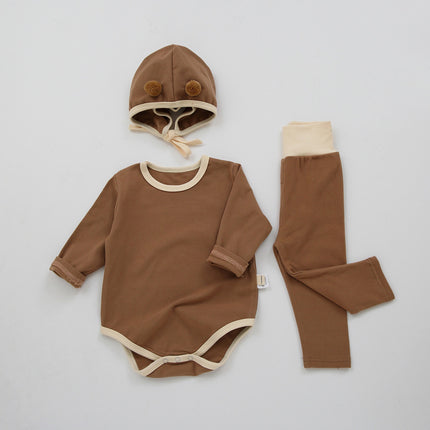 Newborn Baby Spring Onesie Triangle Romper Solid Color Babygrow Set