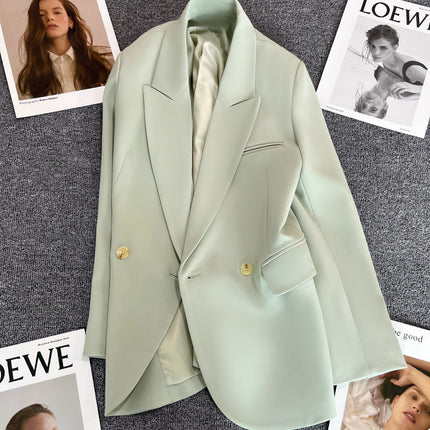 Wholesale Women's Spring  Autumn Single Breasted Light Green Blazer