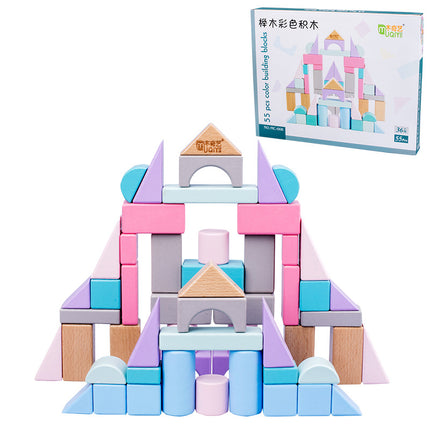 Children's Beech Pyramid Ladder Large Rainbow Building Blocks Assembly Toy 