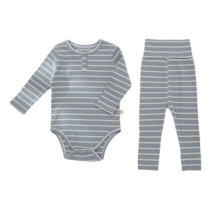 Wholesale Autumn Baby Romper Baby Long Sleeve Newborn Striped Cotton Two-piece Set