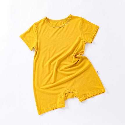 Newborn Baby Summer Thin Modal Short Sleeve Solid Color Romper