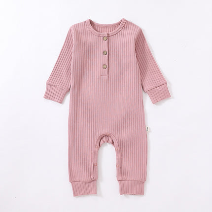 Newborn Baby Spring Jumpsuit Long Sleeve Solid Color Cotton Romper