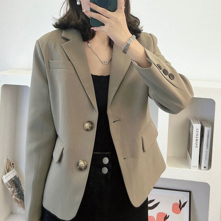 Wholesale Women's Spring and Autumn Black Short Blazer Tops