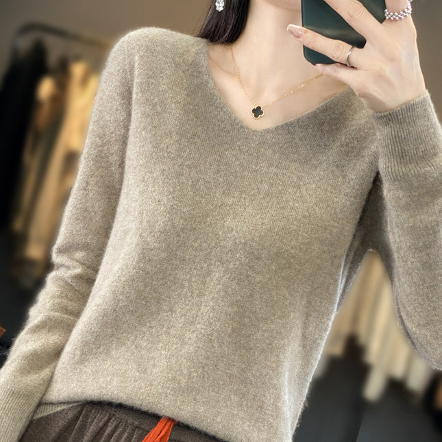 Women's Loose Knitted Long-sleeved Woolen Top
